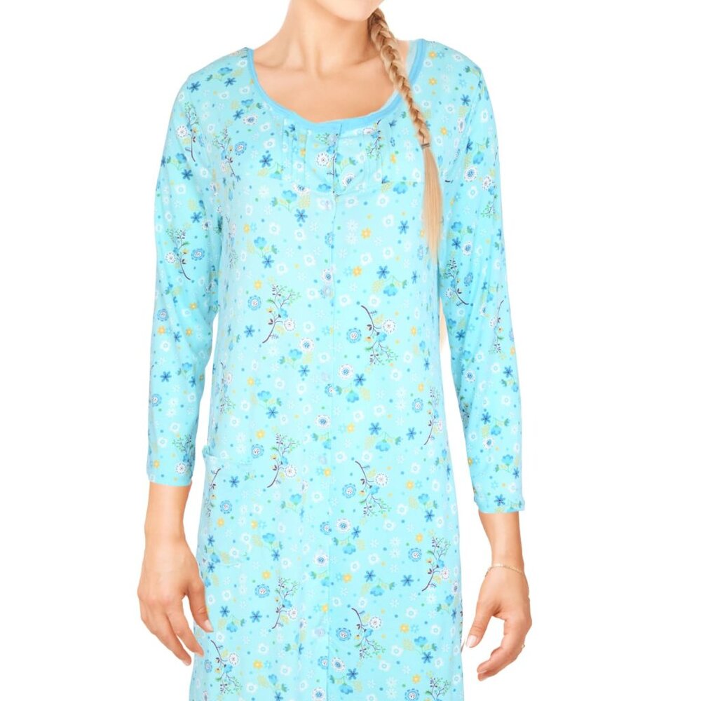 Womens Long Sleeve Nightgowns Sleepwear Soft Pajama Dress Nightshirts Comfy